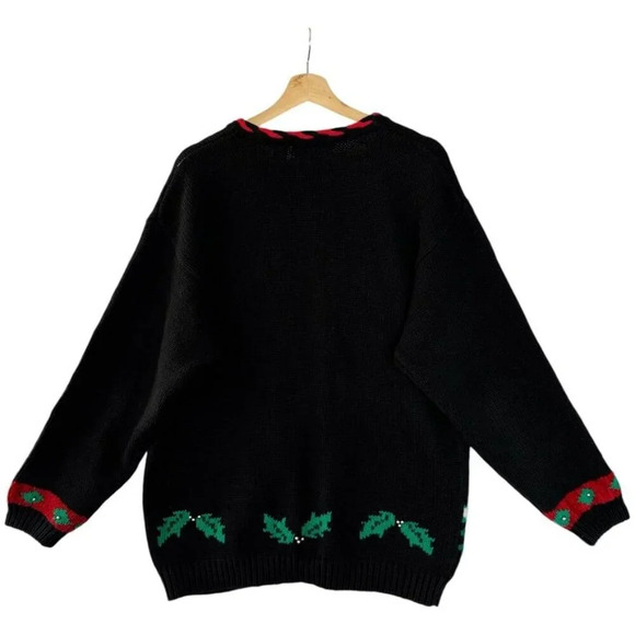 Jennifer MooreV Neck Beaded Novelty Christmas Cardigan Sweater Size Large - Picture 3 of 12